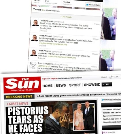 Ο διευθυντής της Sun, John Prescott, «έκραξε» δημόσια τους συντάκτες του επειδή ανέβασαν φωτογραφία νεκρού μοντέλου με μπικίνι