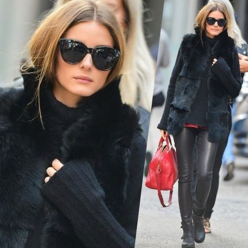 Olivia Palermo: σκοτεινό χειμωνιάτικο look με ένα twist χρώματος