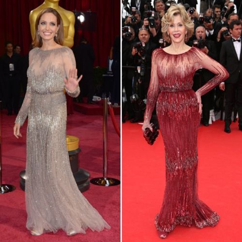 Ποια το φόρεσε καλύτερα; Angelina Jolie και Jane Fonda με παρόμοιο look στο κόκκινο χαλί