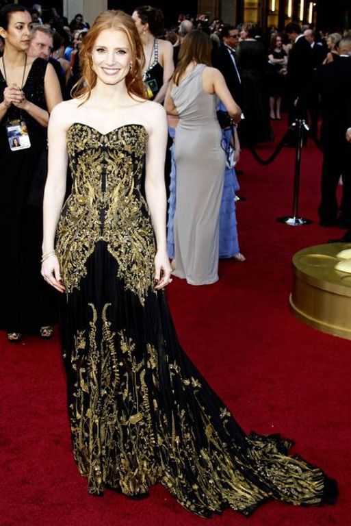 Η Jessica Chastain με φόρεμα Alexander McQueen, το 2012.