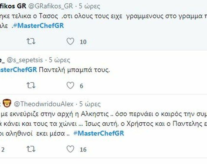Πανηγύρι στο Twitter με τα σχόλια για την αποχώρηση του Τάσου από την κλίκα του Master Chef
