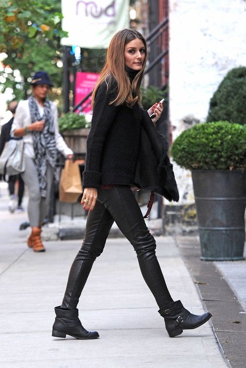 Olivia Palermo: σκοτεινό χειμωνιάτικο look με ένα twist χρώματος