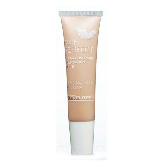 SEVENTEEN, SKIN PERFECT ULTRA COVERAGE FOUNDATION 10,99€. Τόσο καλυπτικό που μπορεί να εξαφανίσει ακόμα και τατουάζ.