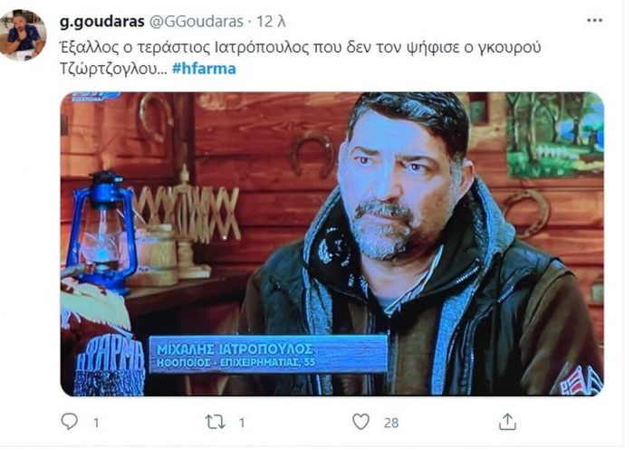 Η Φάρμα: Η κόντρα Ιατρόπουλου-Τζώρτζογλου δεν έμεινε ασχολίαστη από το Twitter