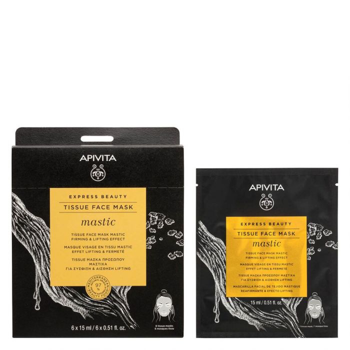 APIVITA, EXPRESS BEAUTY TISSUE FACE MASK TISSUE MASTIC: Μάσκα για σύσφιξη και αίσθηση lifting.