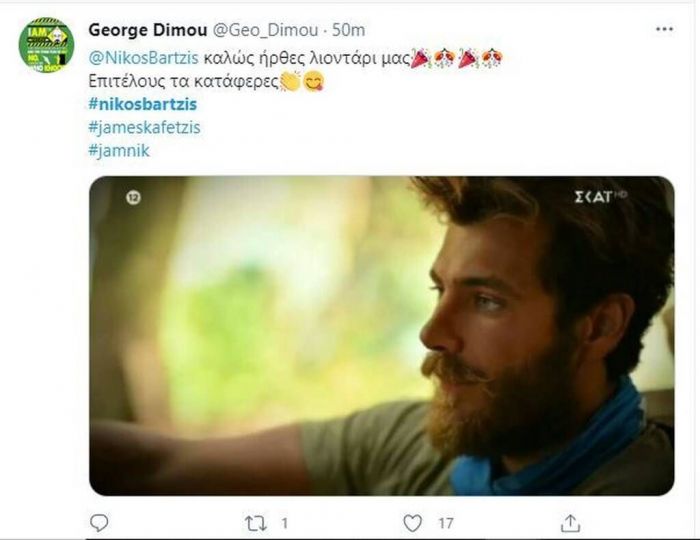 Survivor: Ο Νίκος Μπάρτζης έκανε το χατίρι στον James και το Twitter «τρελάθηκε»