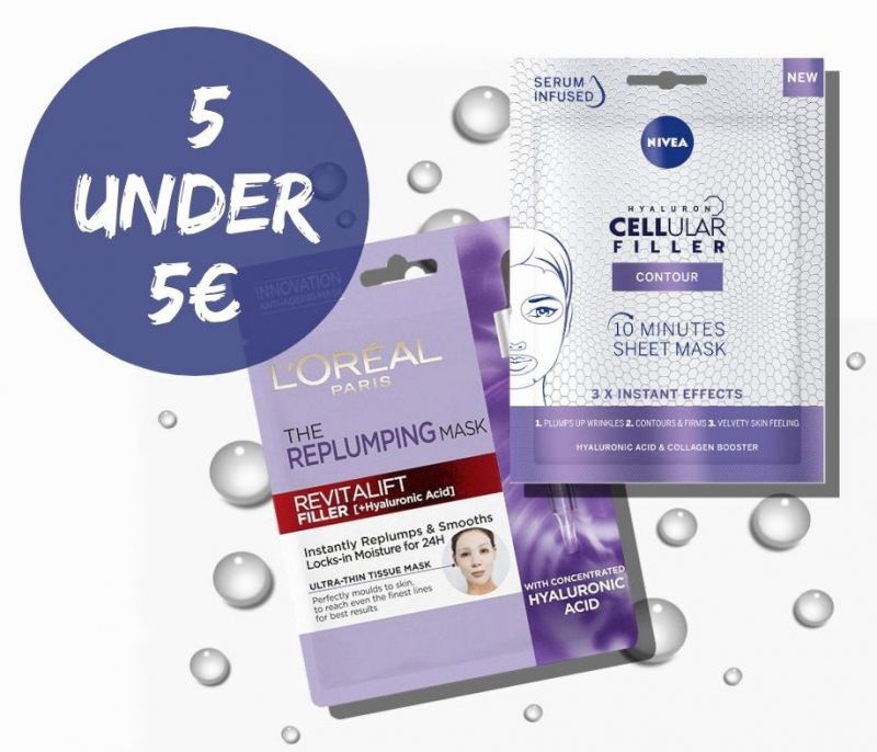 5 under 5€! 5 sheet masks με υαλουρονικό οξύ που κοστίζουν κάτω από 5€