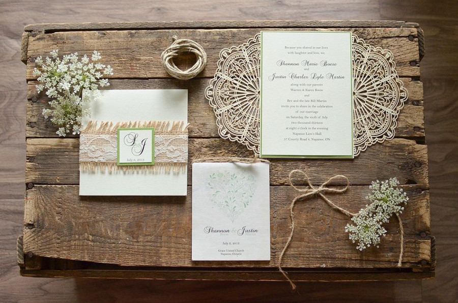 Accent invitations lace twine f641b