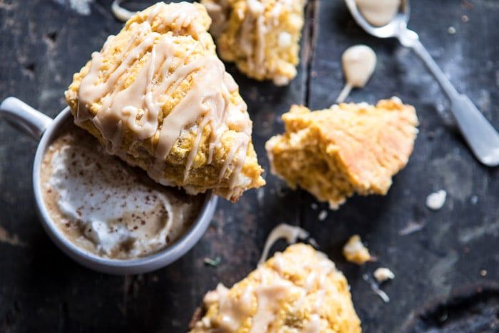 White Chocolate Pumpkin Scones with Espresso Glaze 7
