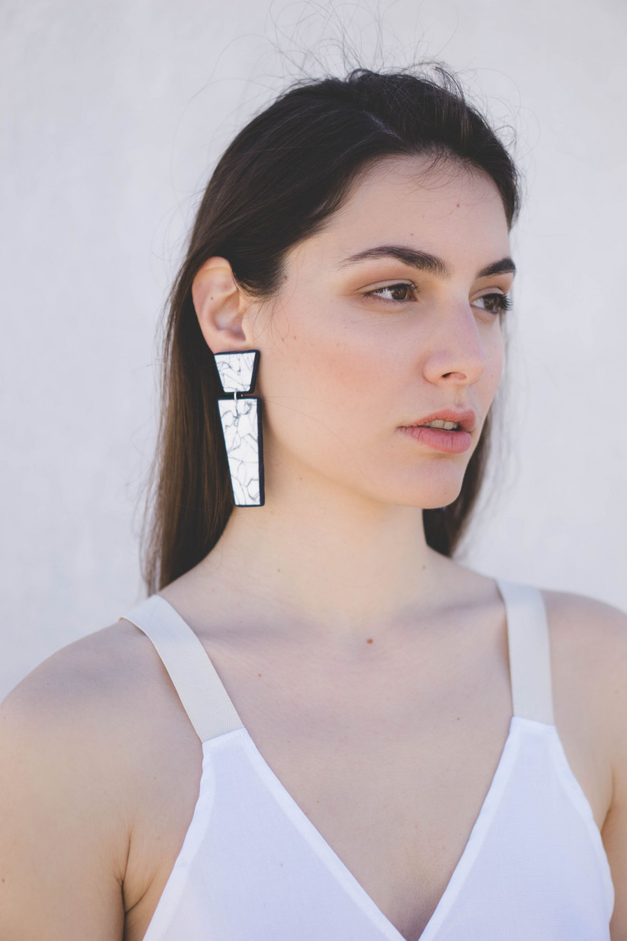 LimeLight jewelry collection by Katerina Sfinari cycladitic modern marble effect earrings