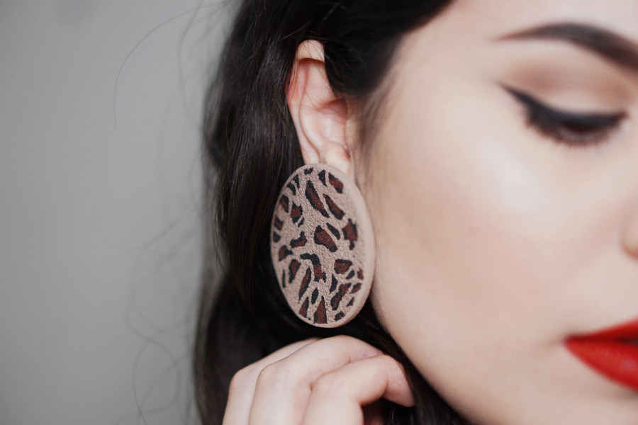 LimeLight by Katerina Sfinari animal print eccentric stud earrings