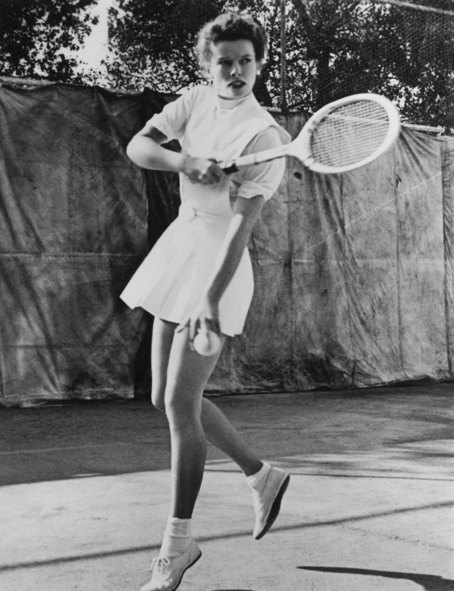Hepburn On Tennis Court
