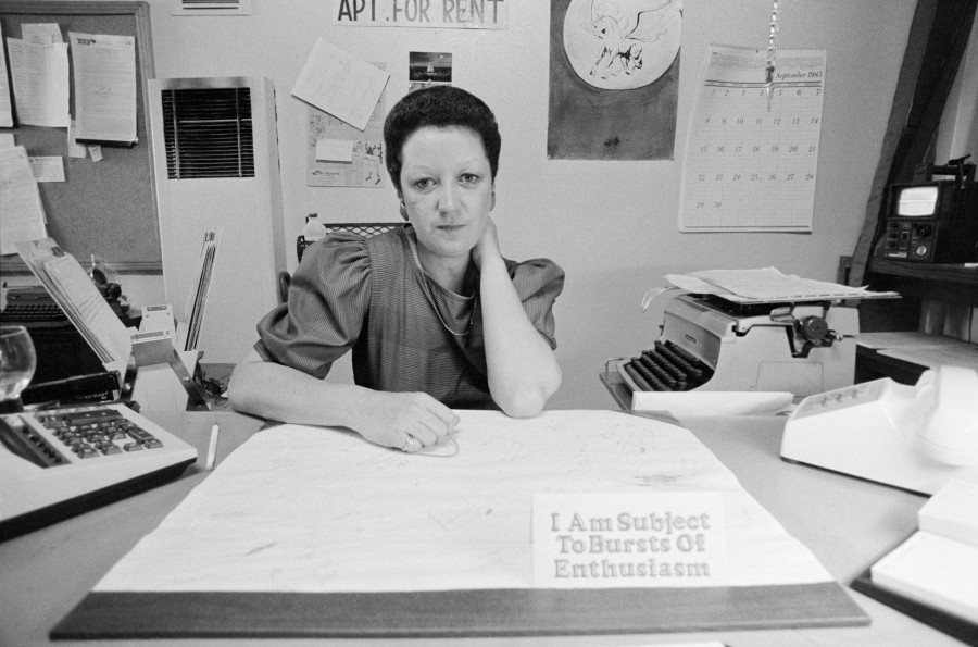 Abortion Advocate Norma McCorvey Posing in Her Office